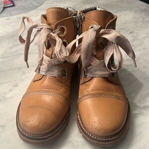 Zadig et Voltaire Joe lug sole leather combat boots, tan, size 37